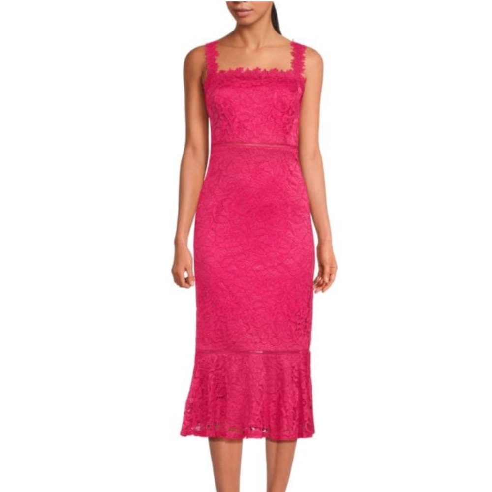 Bebe Pink Lace Midi Dress - Picture 5 of 9